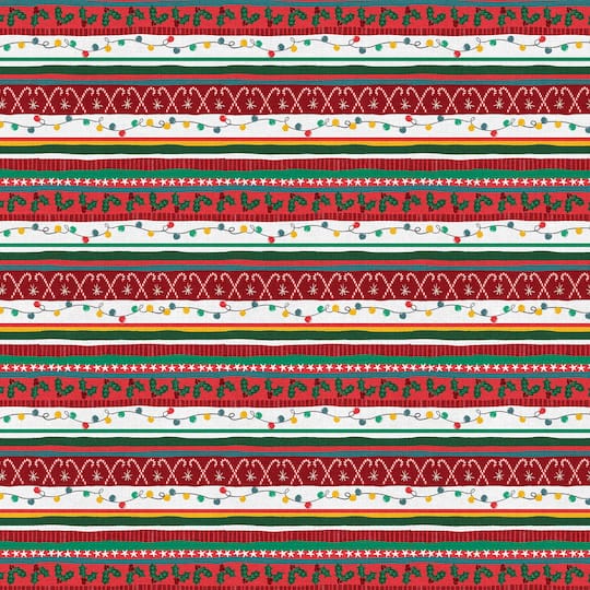 Fabric Editions Multicolor Holiday Tinsel Stripe Cotton Fabric